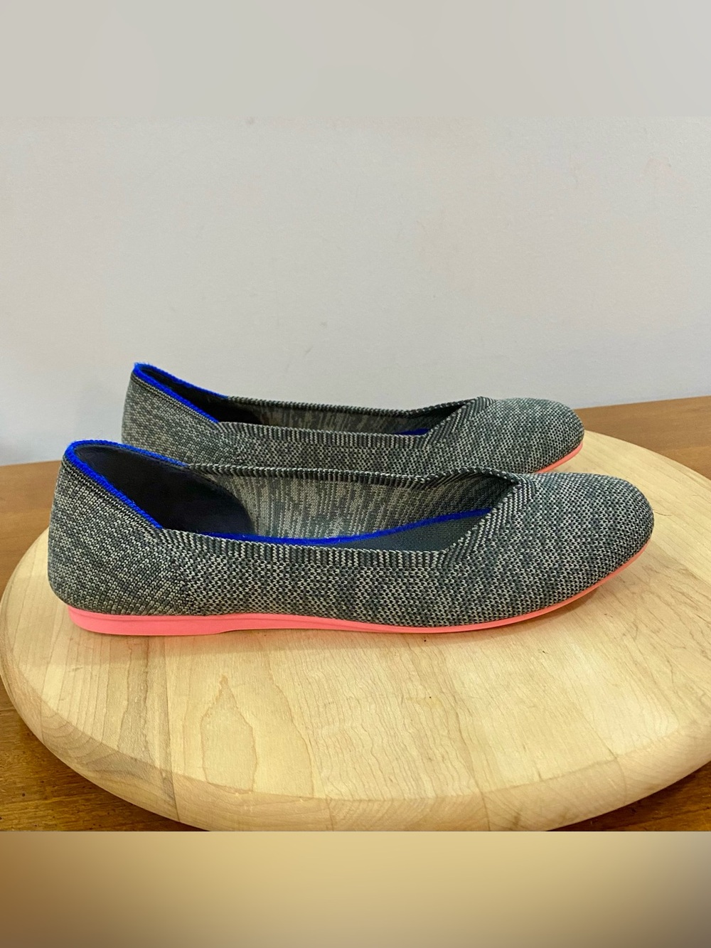 Rothy’s The Flat Granite Heather Shoes Womens Size 8.5 Gray Knit Rounded Toe VTG